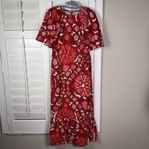 Red Floral Midi Dress - Brand Unknown